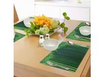 Abakuhaus Tovagliette Esotiche, Steli Con Foglie Paesi Esotici Fantasy Zen Garden Tema Ecologico, Tiscjdeco In Tessuto Resistente Al Colore Per La Sala Da Pranzo E La Cucina, Verde Mela Verde Scuro Blu