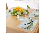 Tovagliette Abakuhaus Con Illustrazione Di Un Uccellino Su Rami Fioriti Con Foglie Verdi, Decorazione Da Tavola In Tessuto Resistente Ai Colori Per La Sala Da Pranzo E La Cucina, Multicolore