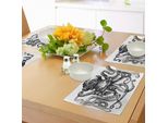 Tovagliette Abakuhaus A Forma Di Polpo, Stile Vintage, Polpo Subacqueo, Tentacoli Marini, Autorespiratore Subacqueo, Tiscjdeco In Tessuto Resistente Al Lavaggio Per Sala Da Pranzo E Cucina, Grigio Antracite E Bianco