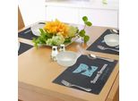 Abakuhaus Tovagliette "Sogni D'oro"", Amate Dormire, Abbraccio Minimalista E Semplice, Tiscjdeco In Tessuto Resistente Ai Colori Per La Sala Da Pranzo E La Cucina, Grigio Antracite Azzurro"