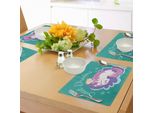 Abakuhaus Tovagliette "Sogni D'oro"", Cavallo Fantastico Con Un Corno, Creatura Mitologica Che Dorme Accanto A Un Bambino, Stampa Digitale Su Tessuto Lavabile, Decorazione Da Tavola Per La Cucina, Multicolore"