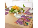 Abakuhaus Tovagliette Bengala, Donna Asiatica In Abiti Colorati In Stile Caricaturale Su Sfondo Paisley E Floreale, Decorazione Da Tavola In Tessuto Resistente Al Lavaggio Per Sala Da Pranzo E Cucina, Multicolore