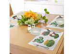 Tovagliette Abakuhaus Cactus, Illustrazioni Ad Acquerello Ispirate Alla Natura Tropicale Collezione Mexican Desert Flowers, Tiscjdeco In Tessuto Resistente Al Lavaggio Per La Sala Da Pranzo E La Cucina, Multicolore