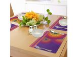 Tovagliette Orientali Abakuhaus, Colorato Disegno Mandala Con Cerchi Ispirati Al Folklore Dell'asia Meridionale, Tiscjdeco In Tessuto Resistente Al Lavaggio Per La Sala Da Pranzo E La Cucina, Multicolore