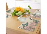 Abakuhaus Tovagliette Primaverili, Farfalle A Coda Di Rondine Su Gigli E Foglie Disegnate A Mano Natura Colorata, Tiscjdeco In Tessuto Resistente Al Lavaggio Per La Sala Da Pranzo E La Cucina, Multicolore