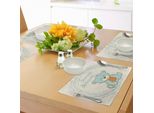 Abakuhaus Tovagliette "Sogni D'oro"", Illustrazione Circolare Disegnata A Mano Con Orsacchiotto, Tiscjdeco In Tessuto Resistente Al Lavaggio Per Sala Da Pranzo E Cucina, Azzurro Grigio Bianco Arancione"