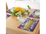 Abakuhaus Tovagliette Abigail, Stile Fumetto Retrò - Nome Femminile Con Effetti Caricaturali Su Sfondo Astratto, Tiscjdeco In Tessuto Resistente Ai Colori Per La Sala Da Pranzo E La Cucina, Multicolore