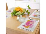 Abakuhaus Tovagliette Con Segno Zodiacale Toro, Illustrazione Astratta Di Donna Con Capelli Rosa E Corna Arancioni, Ritratto Femminile Del Toro, Tiscjdeco In Tessuto Resistente Ai Colori Per La Sala Da Pranzo E La Cucina, Multicolore