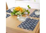 Abakuhaus Tovagliette Geometriche, Composizione Di Rombi E Punti Dalle Forme Astratte In Stile Retrò, Tiscjdeco In Tessuto Resistente Al Lavaggio Per La Sala Da Pranzo E La Cucina, Blu Scuro E Bianco