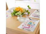 Tovagliette Abakuhaus Laura, Nome Del Bambino Con Scarabocchi In Stile Vendemmia Fiorisce E Gioca Illustrazione Colorata Protagonista, Tiscjdeco In Tessuto Resistente Al Colore Per La Sala Da Pranzo E La Cucina, Multicolore