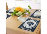 Abakuhaus Tovagliette Con Citazioni, San Valentino Ti Amo Fino Alla Luna E Ritorno Sfondo Con Astronave E Stelle, Tovaglietta Decorativa In Tessuto Resistente Ai Colori Per La Sala Da Pranzo E La Cucina, Blu Scuro E Bianco