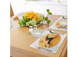 Abakuhaus Tovagliette Con Motivo Cavallo, Figura Astratta Di Animale Che Corre Nel Caldo Paesaggio Desertico Estivo A Mezzogiorno, Tiscjdeco In Tessuto Resistente Al Colore Per La Sala Da Pranzo E La Cucina, Multicolore