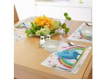 Abakuhaus Tovagliette Unicorno Party, Cavallo Colorato Con Corno Che Balla Davanti Al Divertente Animale Dell'arcobaleno, Decorazione Da Tavola In Tessuto Resistente Ai Colori Per La Sala Da Pranzo E La Cucina, Multicolore