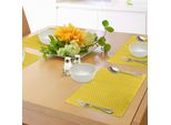 Tovagliette Abakuhaus Vintage Giallo, Motivo Tradizionale A Pois, Design Retrò Europeo Tradizionale A Pois, Tiscjdeco In Tessuto Resistente Al Lavaggio Per La Sala Da Pranzo E La Cucina, Giallo E Bianco