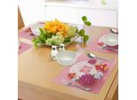 Abakuhaus Tovagliette Per Il Capodanno Cinese, Cerchio Rosa Pallido Con Bouquet Di Fiori Vivaci - Prosperità Per L'anno Nuovo, Decorazioni Per La Tavola In Tessuto Resistente Ai Colori Per La Sala Da Pranzo E La Cucina, Multicolore