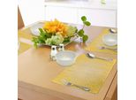Tovagliette Abakuhaus Vintage Gialle, Stile Vittoriano Con Motivi Reali Senza Tempo, Curve Monocromatiche, Tiscjdeco In Tessuto Resistente Al Lavaggio Per La Sala Da Pranzo E La Cucina, Giallo Chiaro E Giallo
