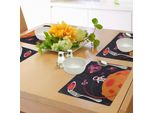 Abakuhaus Tovagliette, Astronauta Sulla Luna E Satelliti Spaziali In Orbita Fun Journey Universe Cartoon, Tiscjdeco In Tessuto Resistente Ai Colori Per La Sala Da Pranzo E La Cucina, Multicolore