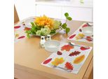 Abakuhaus Tovagliette Con Motivo Foglie Autunnali, Illustrazione Di Foglie D'acero E Flora Boschiva Nei Toni Caldi, Tiscjdeco In Tessuto Resistente Al Lavaggio Per La Sala Da Pranzo E La Cucina, Multicolore