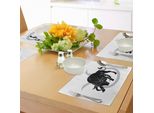 Abakuhaus Tovagliette Con Segno Zodiacale Toro, Sagoma Nera Di Tierox Su Icona Dell'oroscopo - Simbolo Astrologico, Tiscjdeco In Tessuto Resistente Al Lavaggio Per Sala Da Pranzo E Cucina, Grigio Chiaro Bianco Nero