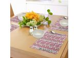 Tovagliette Abakuhaus Anime, Motivi Con Divertenti Faccine Kawaii Che Esprimono Emozioni Diverse, Stampa Digitale Su Tessuto Lavabile, Decorazione Per La Tavola, Cucina, Rosa Chiaro, Bianco E Pesca.