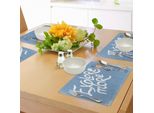Abakuhaus Esplora Tovagliette, Ragazzo Caricaturale Con Binocolo Su Sfondo Sporco, Tema Infanzia, Tiscjdeco In Tessuto Resistente Al Colore Per Sala Da Pranzo E Cucina, Azzurro Bianco Pesca