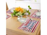 Abakuhaus Tovagliette "Sogni D'oro"", Sfondo A Righe Vintage Con Messaggi Positivi Sul Mare, Decorazioni Da Tavola In Tessuto Resistente Al Lavaggio Per La Sala Da Pranzo E La Cucina, Blu Navy, Bianco E Rosso."