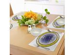 Abakuhaus Tovagliette Zodiaco Gemelli, Cerchio Con Simboli E Tema Costellazione Destino E Stelle, Tiscjdeco In Tessuto Resistente Al Lavaggio Per Sala Da Pranzo E Cucina, Blu Navy Arancione Giallo