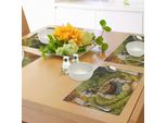 Tovagliette Da Pranzo Abakuhaus Zen Garden, Tranquillo Paesaggio Naturale Con Lanterna In Pietra E Vasca D'acqua - Inizio Autunno, Tiscjdeco In Tessuto Resistente Al Lavaggio Per Sala Da Pranzo E Cucina, Multicolore
