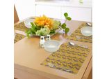 Abakuhaus Tovagliette Giraffa, Figure Decorative Di Animali Con Motivi Tribali Ed Etnici Su Sfondo Giallo Con Volute, Tiscjdeco In Tessuto Resistente Al Lavaggio Per La Sala Da Pranzo E La Cucina, Multicolore