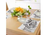 Tovagliette Abakuhaus Anker, Tatuaggio Polipo Monocolore, Arte Marina, Disegno Mitico Di Polipo, Tiscjdeco In Tessuto Resistente Al Lavaggio Per Sala Da Pranzo E Cucina, Bianco E Marrone