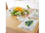 Abakuhaus Inspira Espira Tovagliette, Spa Yoga Retreat Tema Donna Meditante Antica Pratica Filosofia, Tiscjdeco In Tessuto Resistente Al Colore Per La Sala Da Pranzo E La Cucina, Verde Lime Blu Scuro