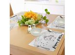 Abakuhaus Tovagliette Unicorno Party, Scritta A Mano Allegra Festa Di Compleanno Con Stelle E Coriandoli, Decorazioni Da Tavola In Tessuto Resistente Al Lavaggio Per La Sala Da Pranzo E La Cucina, Multicolore