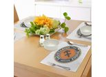 Abakuhaus Tovagliette Zodiaco Sagittario, Logo A Tema Zodiacale Giove E Immagine Grunge Fuoco, Tiscjdeco In Tessuto Resistente Al Lavaggio Per Sala Da Pranzo E Cucina, Taupe Scuro Arancione Beige