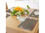 Abakuhaus Tovagliette Etniche, Motivo Artistico Disegnato A Mano Con Effetto Sporco E Influenze Psichedeliche, Tiscjdeco In Tessuto Resistente Al Colore Per La Sala Da Pranzo E La Cucina, Multicolore