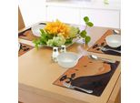 Tovagliette Abakuhaus Samurai, Illustrazione Paesaggistica Con Sagome All'orizzonte Al Tramonto E Uccelli In Volo, Tessuto Lavabile E Resistente Allo Scolorimento Per Sala Da Pranzo E Cucina, Arancione, Nero, Marrone