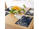 Abakuhaus Tovagliette Zodiaco Sagittario, Motivo Arco E Freccia Disegnato A Mano Con Foglie, Fiori E Segni Zodiacali, Tiscjdeco In Tessuto Resistente Al Lavaggio Per La Sala Da Pranzo E La Cucina, Blu Scuro Grigio