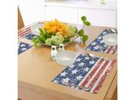 Tovagliette Abakuhaus America, Quartiere Di Luglio, Bandiera Degli Stati Uniti D'america Con Effetto Sporco, Tiscjdeco In Tessuto Resistente Al Lavaggio Per La Sala Da Pranzo E La Cucina, Bianco, Blu E Rosso