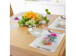 Tovagliette Abakuhaus Chicago Skyline, Spruzzi Di Colori Vivaci Sullo Sfondo Con Testo Chicago E Immagine Della Città, Tovaglietta Decorativa In Tessuto Resistente Ai Colori Per La Sala Da Pranzo E La Cucina, Multicolore