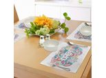 Abakuhaus Tovagliette Unicorno Party, Elementi Infantili Colorati In Stile Caricaturale, Illustrazioni Con Scritte Scarabocchiate, Decorazioni Da Tavola In Tessuto Resistente Ai Colori Per La Sala Da Pranzo E La Cucina, Multicolore