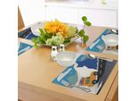 Abakuhaus Esplora Tovagliette, Design Invernale Mountain Road Vacanze Sulla Neve In Stile Cartone Animato, Tiscjdeco In Tessuto Resistente Ai Colori Per La Sala Da Pranzo E La Cucina, Multicolore