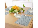 Tovagliette Abakuhaus Con Motivi Floreali, Stile Vintage Shabby Chic, Motivi Floreali Femminili E Romantici In Tonalità Pastello, Tiscjdeco In Tessuto Resistente Al Lavaggio Per La Sala Da Pranzo E La Cucina, Azzurro E Grigio