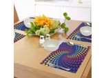 Abakuhaus Tovagliette Colorate, Vortice Di Cuoricini Arcobaleno Dai Colori Retrò In Stile Psichedelico Romantico, Tiscjdeco In Tessuto Resistente Ai Colori Per La Sala Da Pranzo E La Cucina, Multicolore