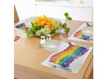 Tovagliette Vintage Abakuhaus Con Motivo Arcobaleno, Bandiere Dell'orgoglio Gay, Comunità Lgbt, Strisce Arcobaleno Anticate, Tessuto Lavabile E Resistente Al Lavaggio Per Sala Da Pranzo E Cucina, Multicolore