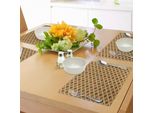 Tovagliette Orientali Abakuhaus, Linee Geometriche Con Intramontabili Ispirazioni Tribali Africane. Moderne, Tiscjdeco In Tessuto Resistente Al Lavaggio Per La Sala Da Pranzo E La Cucina, Caffè Chiaro, Cannella, Giallo.
