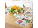 Tovagliette Abakuhaus Per Compleanni, Cane Festoso, Papillon Colorato Sporco E Occhiali Con Palloncini, Decorazioni Da Tavola In Tessuto Resistente Ai Colori Per La Sala Da Pranzo E La Cucina, Multicolore