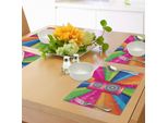 Tovagliette Vintage Abakuhaus Rainbow, Tema Disco-Pop Anni '60-'70 Con Note Musicali E Stereo Rosa, Decorazioni Da Tavola In Tessuto Resistente Al Lavaggio Per La Sala Da Pranzo E La Cucina, Multicolore