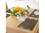 Abakuhaus Tovagliette Floreali, Foglie E Petali Fioriti Scarabocchiati, Motivi Naturali Che Sbocciano Su Sfondo Scuro, Decorazioni Da Tavola In Tessuto Resistente Al Lavaggio Per La Sala Da Pranzo E La Cucina, Multicolore