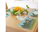 Abakuhaus Esplora Tovagliette, Uomo Con Barba Che Cammina Attraverso Il Tema Delle Attività All'aperto In Stile Cartone Animato Nella Foresta, Tiscjdeco In Tessuto Resistente Al Colore Per La Sala Da Pranzo E La Cucina, Multicolore