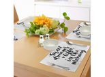 Abakuhaus Tovagliette "Sogni D'oro"", ""Sogni Dolci"" E ""Caffè Al Mattino"" Testo Disegnato A Mano Con Colori A Spruzzo, Tovagliette Decorative In Tessuto Resistente Ai Colori Per La Sala Da Pranzo E La Cucina, Bianco E Nero"