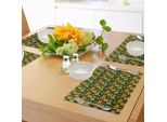 Abakuhaus Tovagliette Con Motivo Kente, Design Tribale Kenya Nigeria Con Vivaci Colori Culturali Astratto Tradizionale, Tiscjdeco In Tessuto Resistente Al Lavaggio Per La Sala Da Pranzo E La Cucina, Multicolore